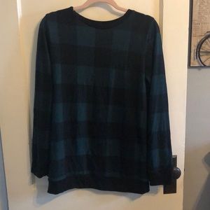Black and green plaid sweatshirt